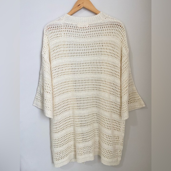 ANTHROPOLOGIE Boho Crochet Open Knit cardigan Sweater Layne Kimono Longline OS - Picture 8 of 10